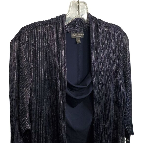 Connected Apparel Plus 14W Dress Jacket 1 Piece Metallic Evening Plus Dressy - Picture 7 of 14